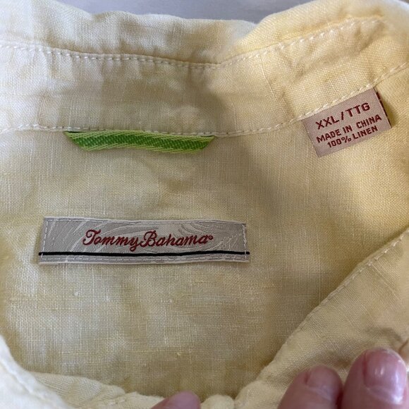 Tommy Bahama Men's Size XXL Yellow Linen Relax Fit Button-Up Long Sleeve Shirt - Picture 4 of 6